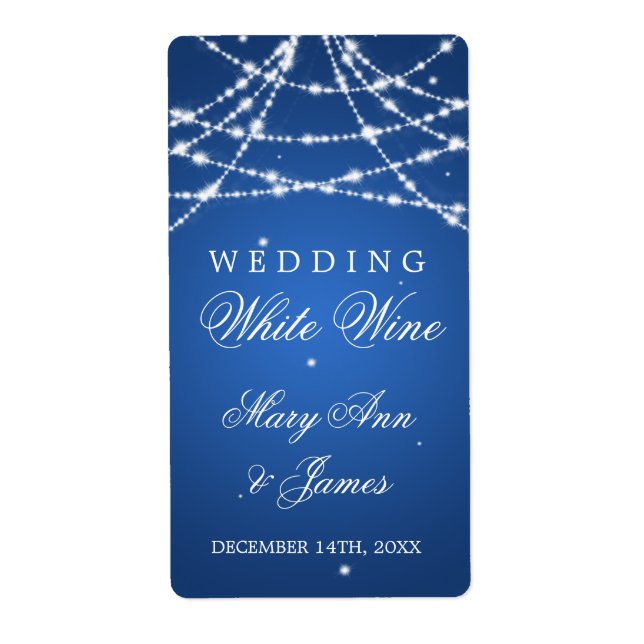 Mariage Vin Étiquette Chaîne d'étincelle Bleu (Devant)