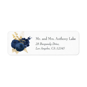 Mariage vintage aux roses en bleu marine et or