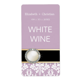 Mariage Vintage Damask Vins Étiquettes