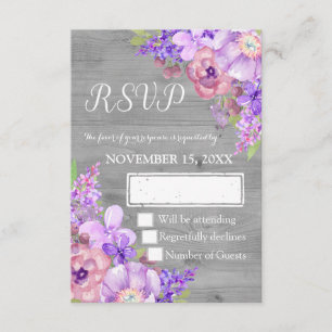Mariage vintage en bois violet fleuri RSVP