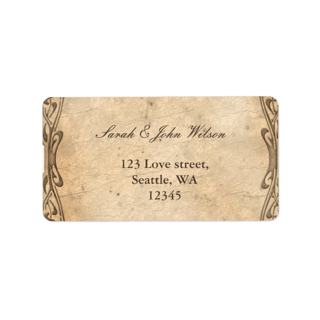 mariage vintage, étiquette d'adresse de retour (Devant)