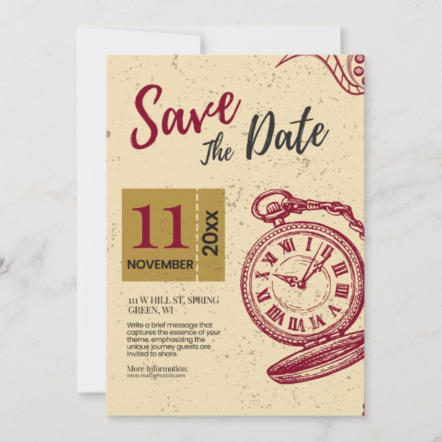 Mariage Vintage Traditionnel Enregistrer La Carte  (Devant)