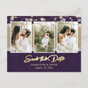 Mariage violet Enregistrer La Date Photo Cartes Po