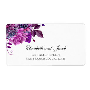 Mariage violet. Fleurs Lilac. Adresse florale