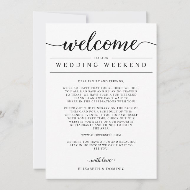 Mariage Week-end Bienvenue et cartes d'identité (Devant)