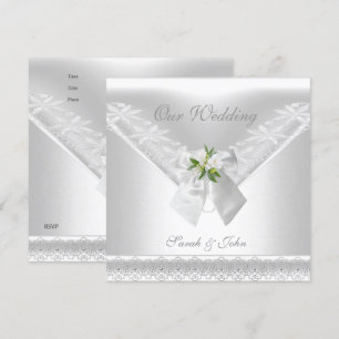 Mariage White Invitation White Bow Blanche dentell