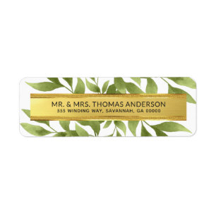 Mariage Willows Aquarelle Verdure Or Foil Trim