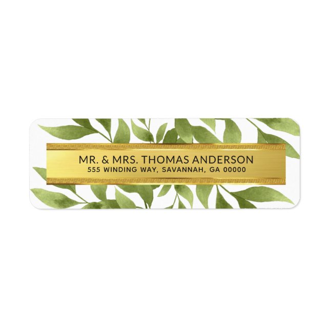 Mariage Willows Aquarelle Verdure Or Foil Trim (Devant)