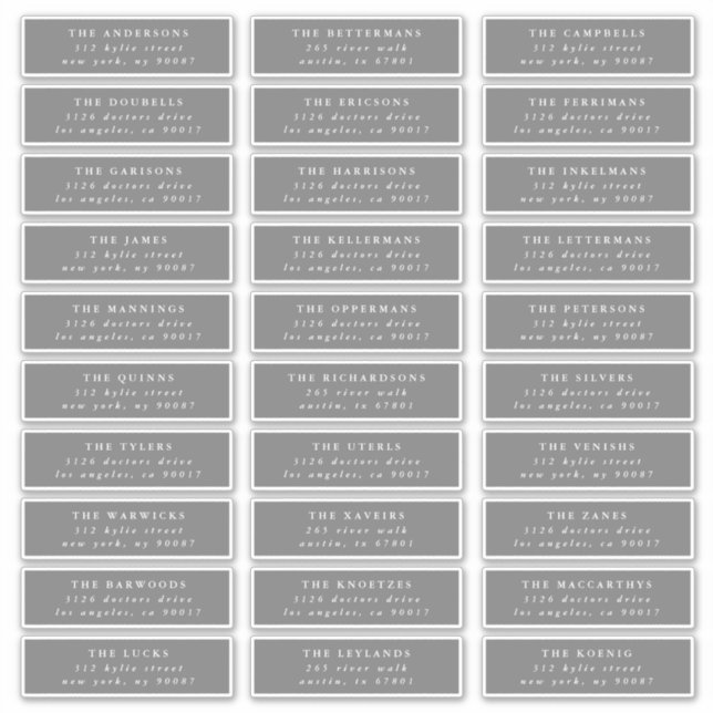 Mariages individuels gris blanc étiquettes de adre (Devant)