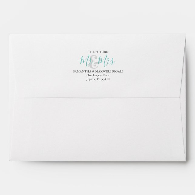 Mariages Retour Adresse Enveloppes Verre de mer Bl (Dos (Haut rabat))