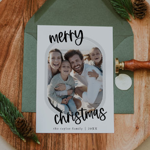 MARIAH Black Retro Family Fun Christmas Photo Holiday Card
