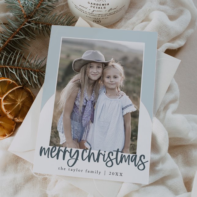 MARIAH Blue Arch Fun Family Photo Christmas Holiday Card (MARIAH Blue Arch Fun Family Photo Christmas Holiday Card)