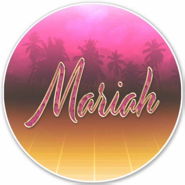 Mariah First Name Golden pink Sticker (Front)