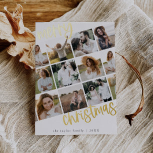 MARIAH Gold Foil Fun Multi Photo Christmas Holiday Card