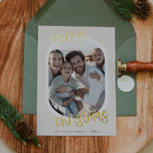 MARIAH Gold Foil Retro Family Fun Christmas Photo Holiday Card