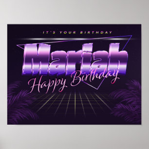 Mariah Name Vorname lila retro Poster Geburtstag