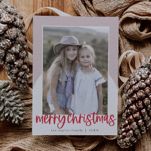 MARIAH Red Pink Arch Fun Family Photo Christmas Holiday Card