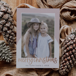MARIAH Rose Gold Foil Fun Family Photo Christmas Holiday Card