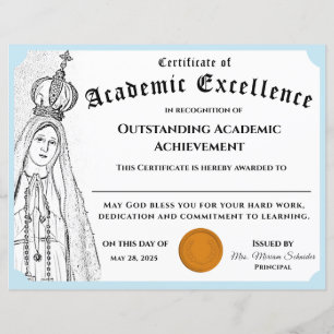 Marian Academic Achievement Certificate