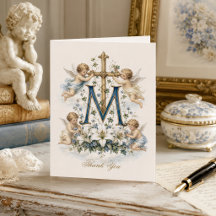 Marian Cross Cherub Angels Blue Floral