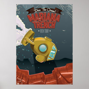 Marianas Trench poster de voyage de dessin animé v