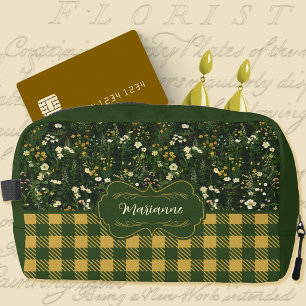 Marianne Dark Daisy Floral Plaid Dopp Kit