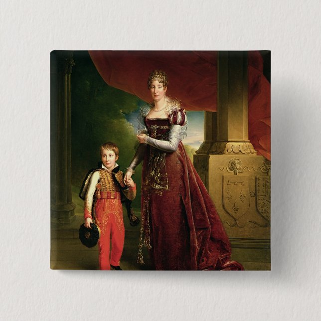 Marie Amelie de Bourbon 2 Inch Square Button (Front)
