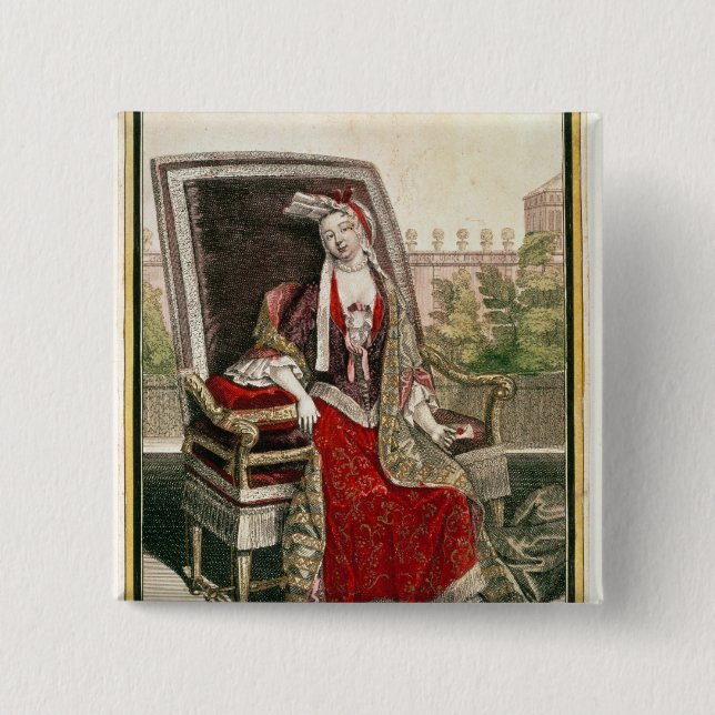 Marie-Anne Mancini  Duchess of Bouillon 2 Inch Square Button (Front)