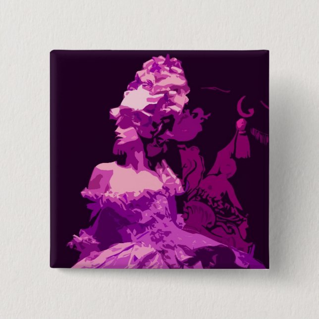 Marie Antionette -purple 2 Inch Square Button (Front)