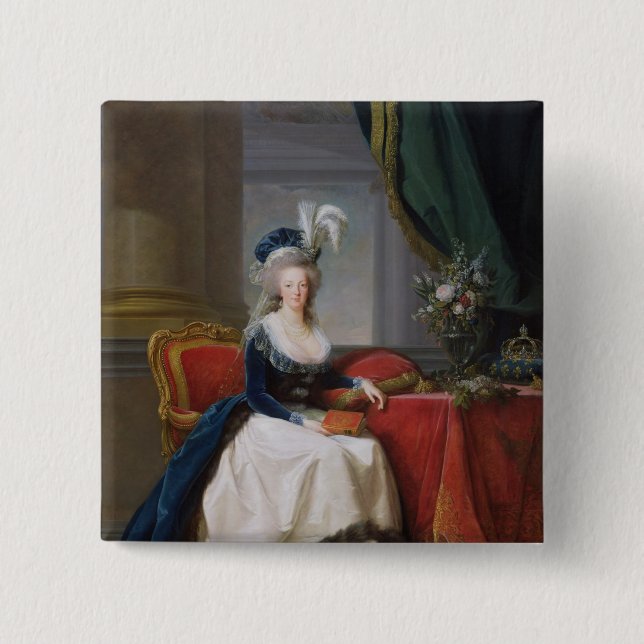 Marie-Antoinette  1788 2 Inch Square Button (Front)