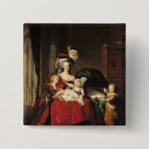 Marie-Antoinette  and her Children, 1787 2 Inch Square Button