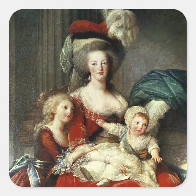 Marie-Antoinette  and her Four Children, 1787 Square Sticker (Front)