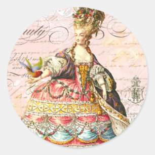 Marie Antoinette and Pink Paris Classic Round Sticker