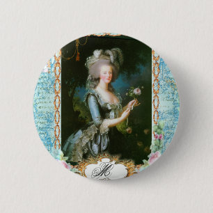 Marie Antoinette and Pink Roses 2 Inch Round Button
