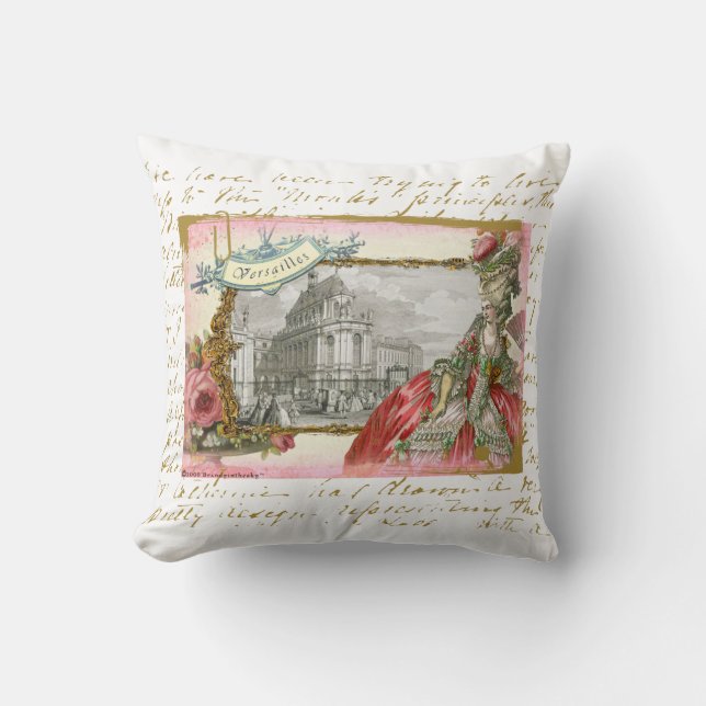 Marie Antoinette at Versailles Throw Pillow (Front)