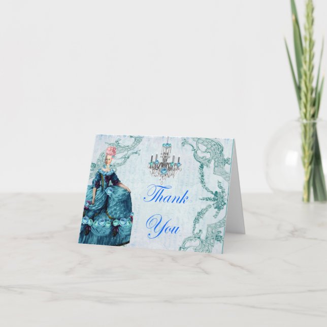 Marie Antoinette Bella Carte de remerciements bleu (Devant)