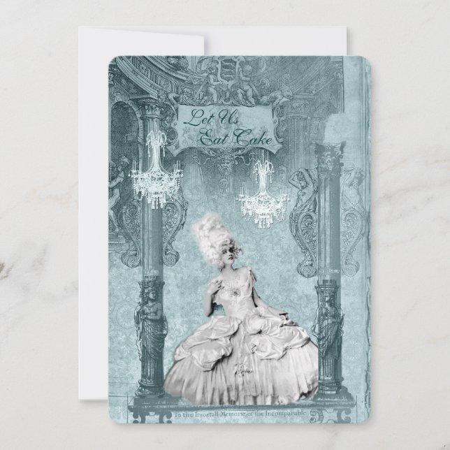 Marie Antoinette Bleu Let Us Eat Cake Invitations (Front)