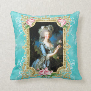 Marie Antoinette Blue Damask Rose  Pillow　cushio Throw Pillow
