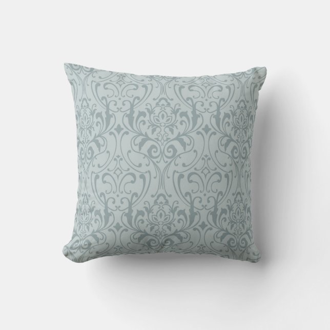 Marie Antoinette blue french damask inspired   Throw Pillow (Front)