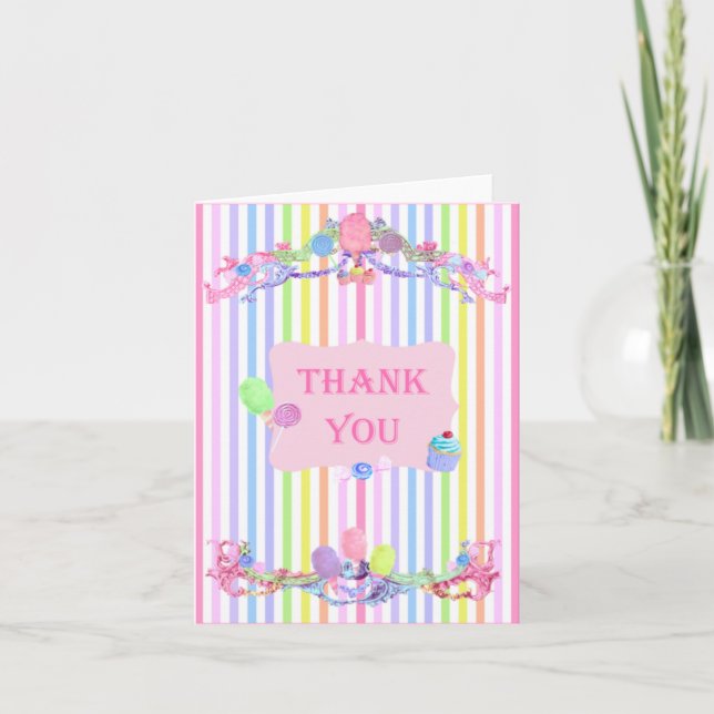 Marie Antoinette candy stripes pastels french Thank You Card (Front)