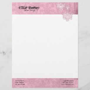 Marie Antoinette Chic Decay Pink Chandelier Letterhead