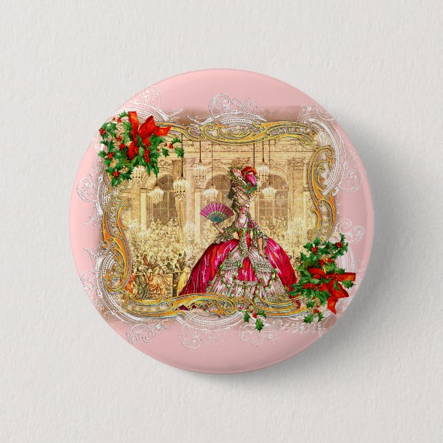 Marie Antoinette Christmas Ball 2 Inch Round Button (Front)