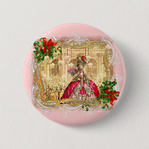 Marie Antoinette Christmas Ball 2 Inch Round Button
