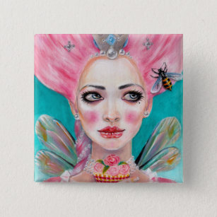 Marie Antoinette Cupcake Faerie - Queen Bee 2 Inch Square Button