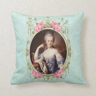 Marie Antoinette Damask Rose Pillow Mint cushion