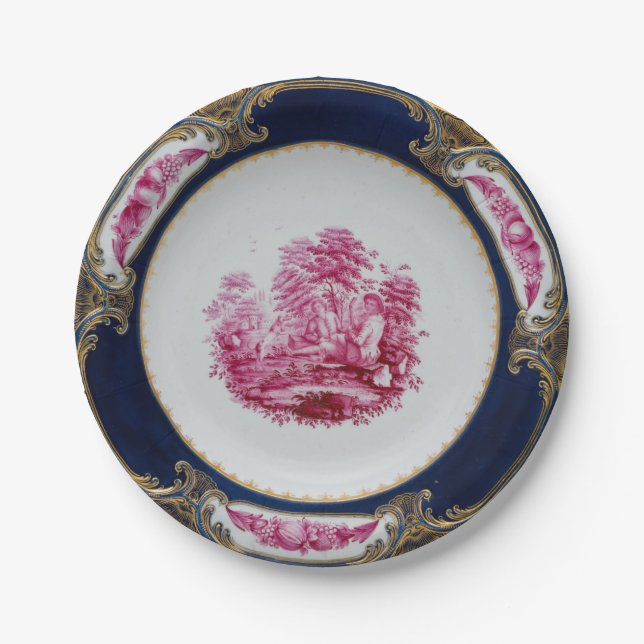 Marie Antoinette floral pattern garden chinoiserie Paper Plate (Front)