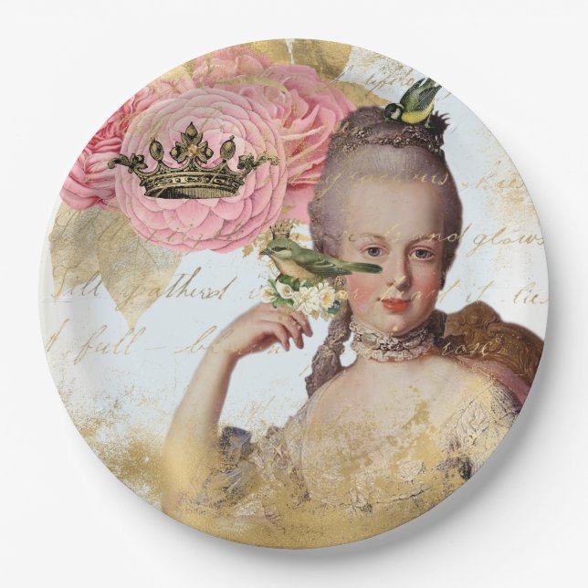 Marie Antoinette French inspired Shabby Party Paper Plate (Front)