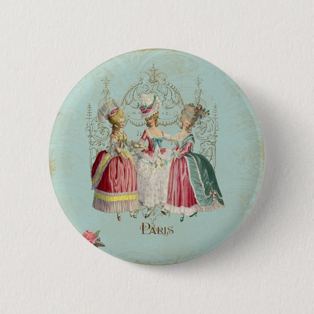 Marie Antoinette French Paris Ladies 2 Inch Round Button (Front)