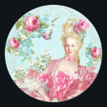 Marie Antoinette,French,Paris,pink,roses,portrait Classic Round Sticker<br><div class="desc">Marie Antoinette, French, Paris, pink, roses, portrait stickers シール</div>