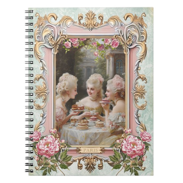 Marie Antoinette,French,Paris,tea,cake,rose ノート Notebook (Front)